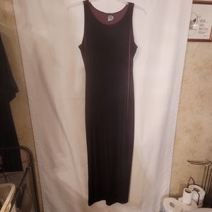 *Vintage* Knapp Studio Sleeveless Burgundy Faux Velvet Maxi Dress